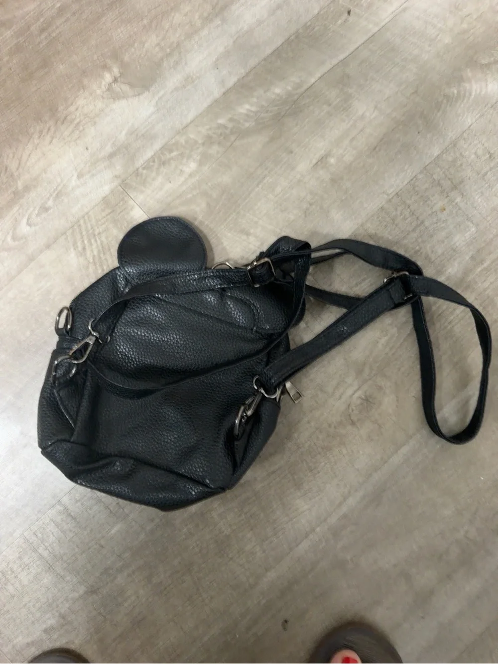 Minnie Mouse Inspired Mini Backpack Crossbody Black Red Bow Faux Leather
